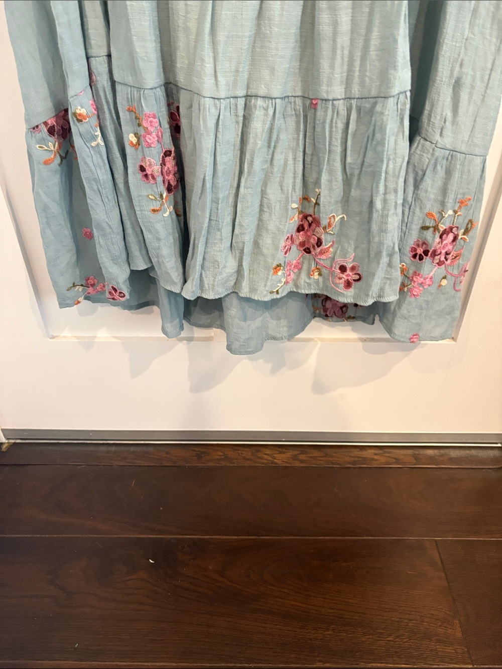 Boho Floral Embroidered Long Sleeve Maxi Dress - Sage - Picture 4 of 6